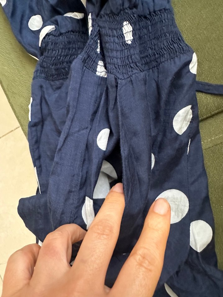 Kadın Puantiyeli Straplez Mini Tulum - Görsel 5