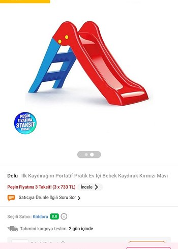 Portatif Bebek Kaydırağı Kırmızı-Mavi pazarlik olur