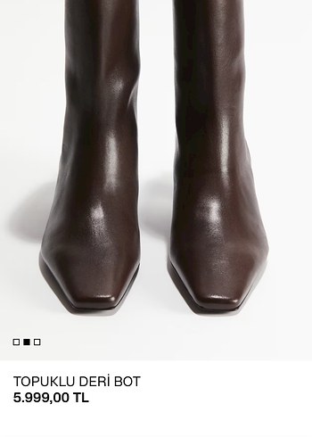 Bej Deri İnce Topuklu Kadın Bot - Görsel 6