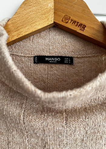 Bej Yüksek Yakalı Triko Kadın Kazak - Görsel 3