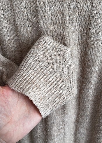 Bej Yüksek Yakalı Triko Kadın Kazak - Görsel 4