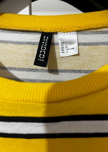 Sarı Çizgili Kadın Triko Sweatshirt - Görsel 3