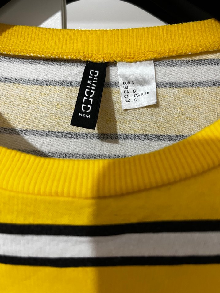 Sarı Çizgili Kadın Triko Sweatshirt - Görsel 3