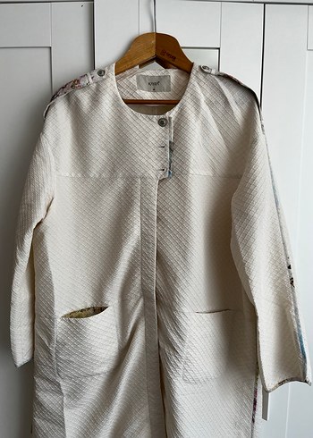 Uzun Kesim Beyaz Keten Kadın yazlık kap - Görsel 2