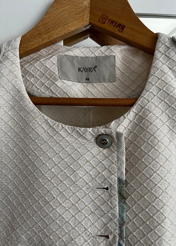 Uzun Kesim Beyaz Keten Kadın yazlık kap - Görsel 3