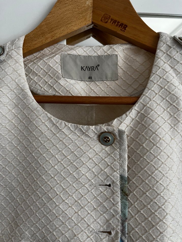 Uzun Kesim Beyaz Keten Kadın yazlık kap - Görsel 3