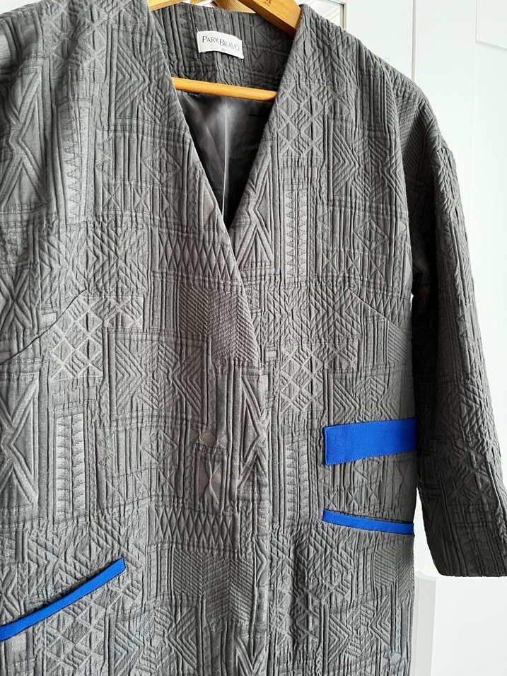 Gri Uzun Kadın Keten Ceket - Görsel 3