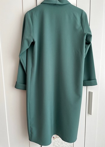 Drapeli Uzun Yeşil Kadın Ceket - Görsel 6