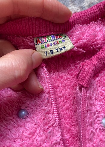 Kız Çocuk Pembe Kürklü Fermuarlı Sweatshirt - Görsel 2