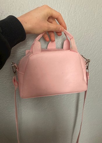 Pembe Kürklü Nakışlı Kız Çanta - Görsel 2