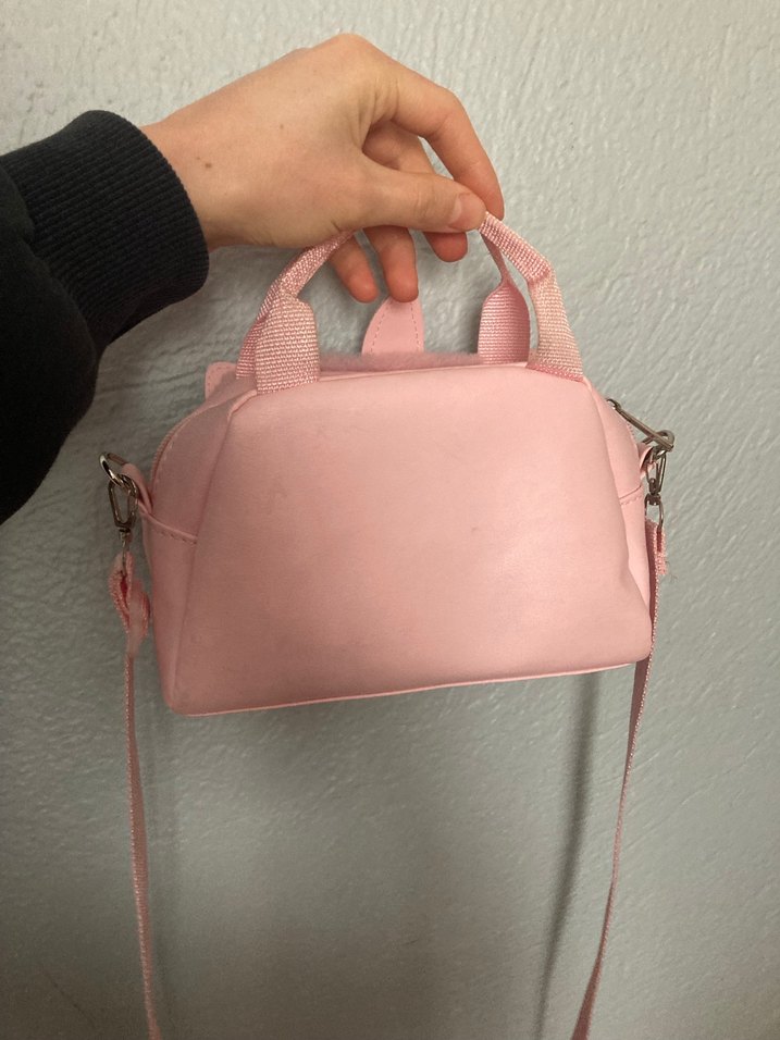 Pembe Kürklü Nakışlı Kız Çanta - Görsel 2