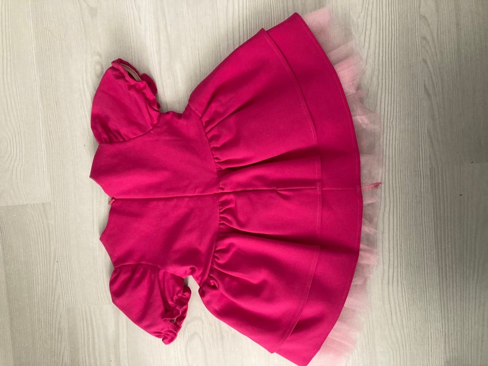 Özel Tasarım Pembe Kız Çocuk Fırfırlı Elbise - Görsel 2