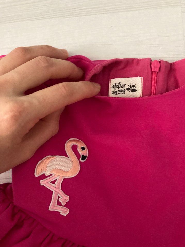 Özel Tasarım Pembe Kız Çocuk Fırfırlı Elbise - Görsel 3