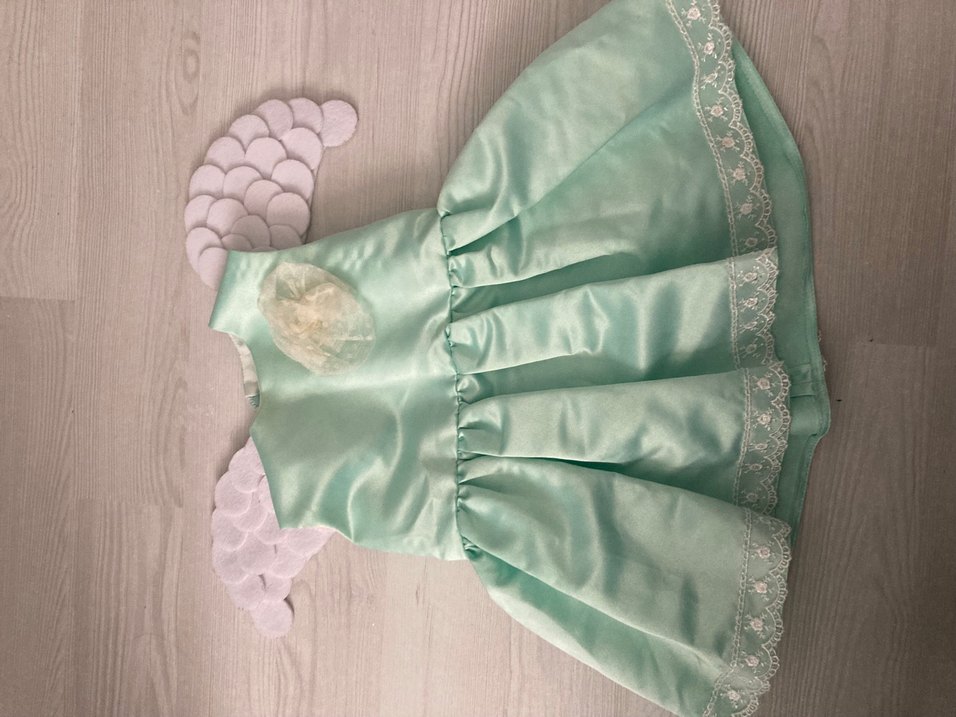 Özel Tasarım Turkuaz Nakışlı Kız Çocuk Elbisesi - Görsel 3