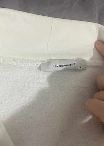 Beyaz Yarım Fermuarlı Kadın Sweatshirt - Görsel 4