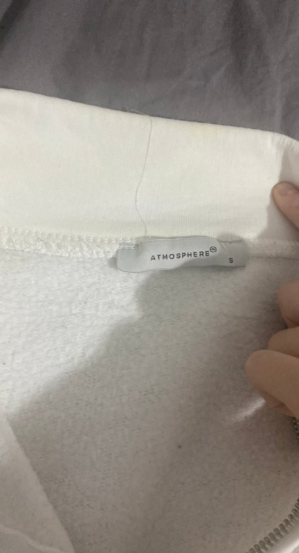 Beyaz Yarım Fermuarlı Kadın Sweatshirt - Görsel 4