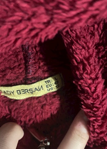 Bordo Kapüşonlu Fermuarlı Kadın Polar Ceket - Görsel 5