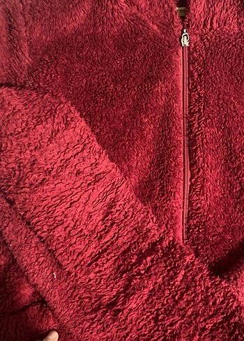 Bordo Kapüşonlu Fermuarlı Kadın Polar Ceket - Görsel 4