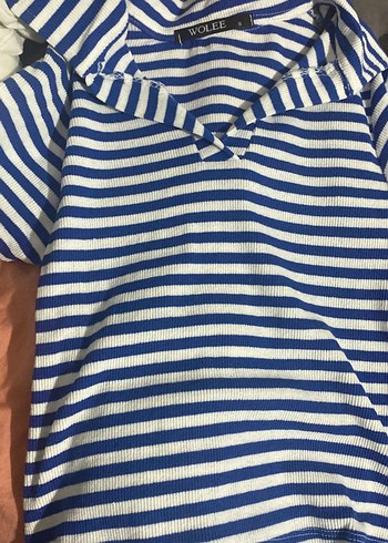 Düğmeli Çizgili Mavi tişörtler - Görsel 2