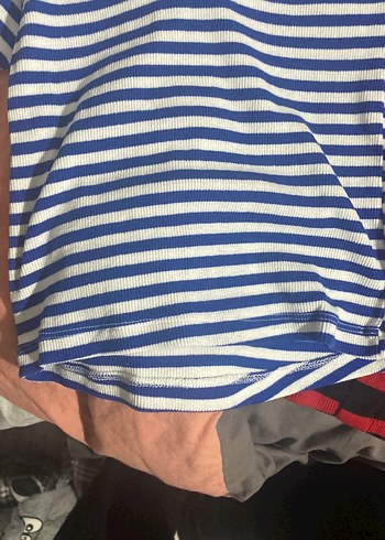 Düğmeli Çizgili Mavi tişörtler - Görsel 4