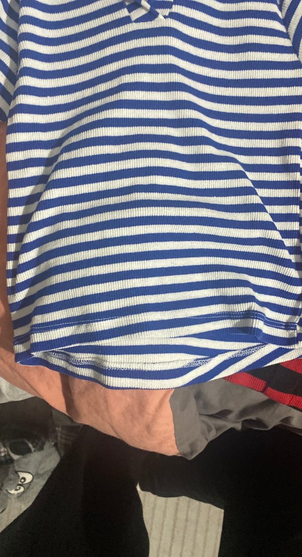 Düğmeli Çizgili Mavi tişörtler - Görsel 4