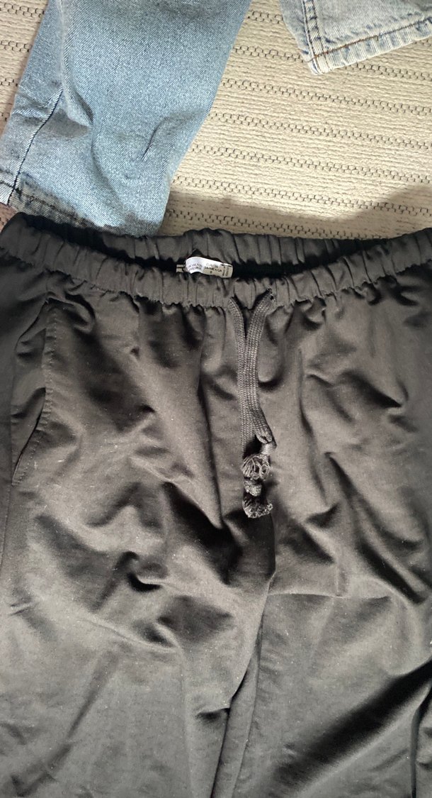 Siyah Kadın bol paça eşofman - Görsel 3