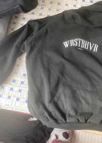 Kadın Siyah Baskılı Kapüşonlu Sweatshirt - Görsel 2