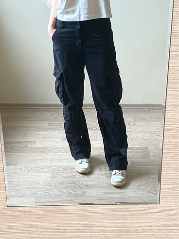 bershka siyah cargo pantalon