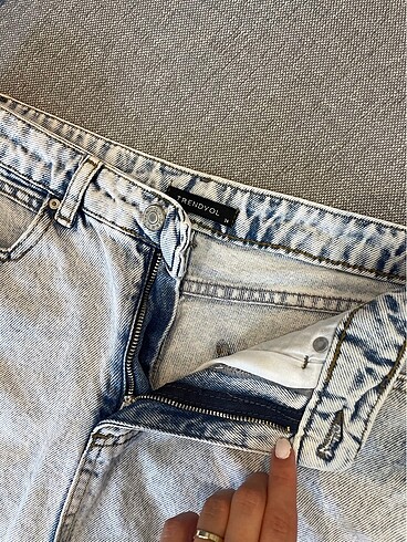 34 Beden Mavi Cep Detaylı Mini Denim Etek