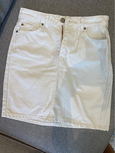 Beyaz Basic Mini Denim Etek