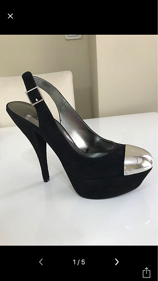 39 Beden Nine West Siyah süet topuklu abiye ayakkabı.
