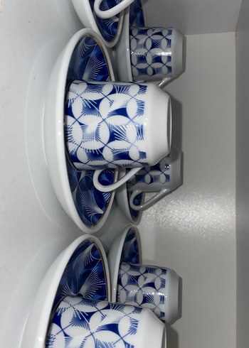 Koyu Mavi Desenli Fincan ve Tabak Seti - Görsel 3