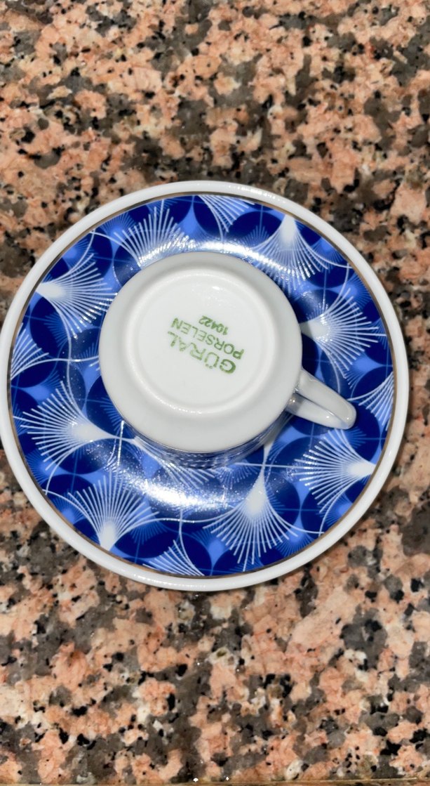 Koyu Mavi Desenli Fincan ve Tabak Seti - Görsel 2