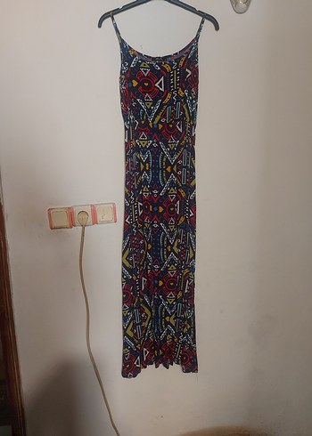 ı Bohem Çok Renkli Uzun Elbise