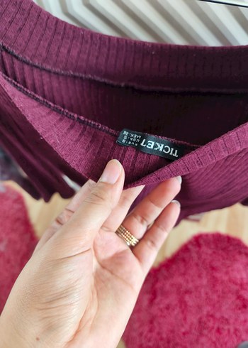 Bordo Kadın Triko Dar Kesim Uzun Kollu - Görsel 2