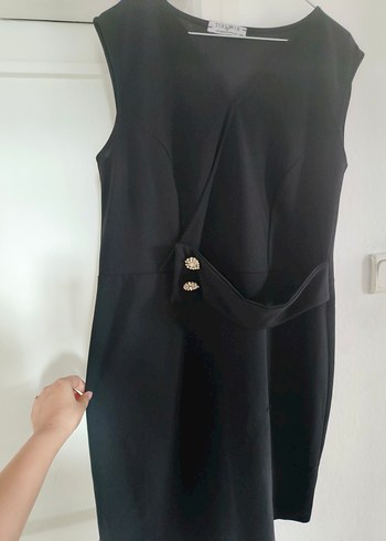 Kemer Detaylı Siyah Midi Kadın Elbise - Görsel 2