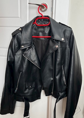 Siyah Deri Biker Ceket