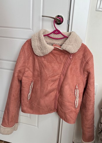 Pembe Süet Kürklü Kadın Ceket