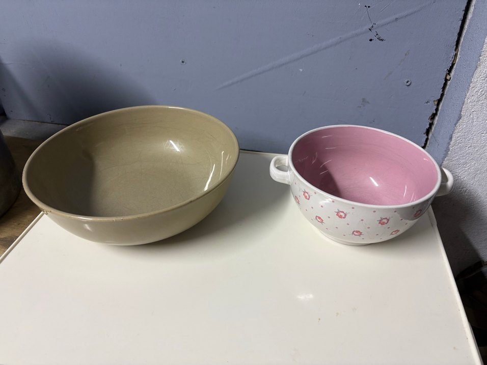 2 Adet Kase  Pastel Bej ve Çiçek Desenli Kase Seti - Görsel 3