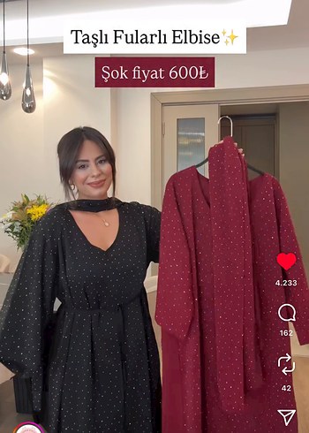Abiye Uzun Siyahtaşlı V Yaka Elbise