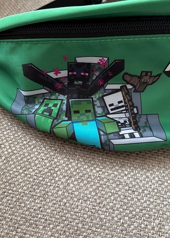Minecraft Baskılı Yeşil Bel Çantası zara - Görsel 2