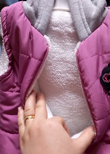 Kız Çocuk Pembe Fermuarlı Yelek - Görsel 2