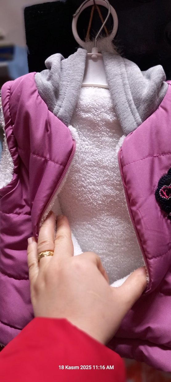 Kız Çocuk Pembe Fermuarlı Yelek - Görsel 2
