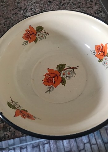 Klasik Turuncu Çiçek Desenli Beyaz Tabak - Görsel 2