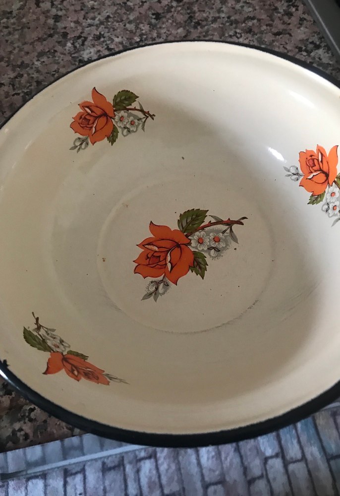 Klasik Turuncu Çiçek Desenli Beyaz Tabak - Görsel 2