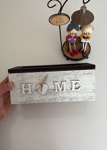 Beyaz Ahşap HOME Dekoratif Kutu