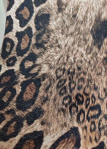 38 Beden kahverengi Renk Leopar Desenli Tunik