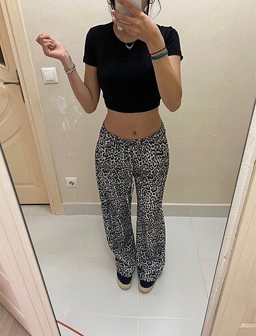 xs Beden zara muadil leopar pantolon