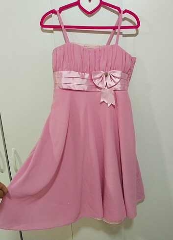 12-14 yaş Pembe tül kız çocuk elbise