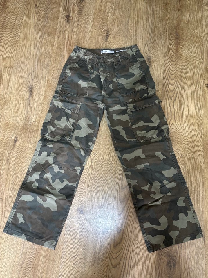 Bershka Kamuflaj Bol Kesim Midi Jean - Görsel 4